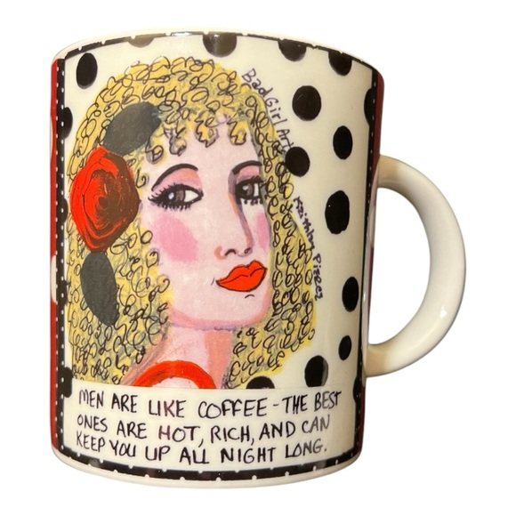 Lolly Lu Bad Girl Art Men Are Like Coffee 16 oz Mug - Picture 1 of 4